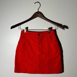 Afends Mini Corduroy Skirt in Flame Red - Size AU 6 / US 2